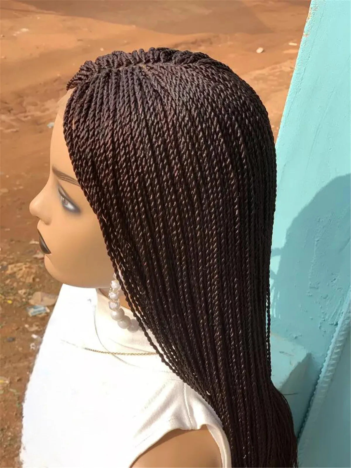 28inch Chestnut Brown Micro Twist Color Mix Wig with 5x5 HD Lace Closure Glueless Natural Look Braiding Lace Wig for Women