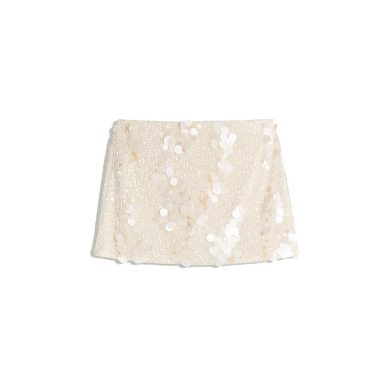 Sequin Halter Two Piece Top and Mini Skirt Set for Women