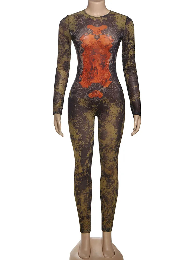 Slim Fit Long Sleeve Ankle Length Jumpsuit for Women
