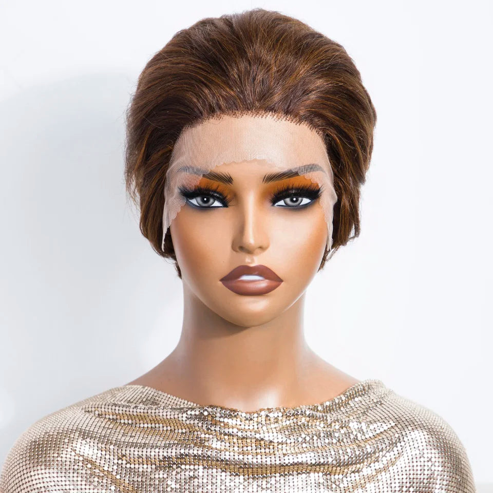 Blonde Short Pixie Cut Silky Lace Front Wig for Women