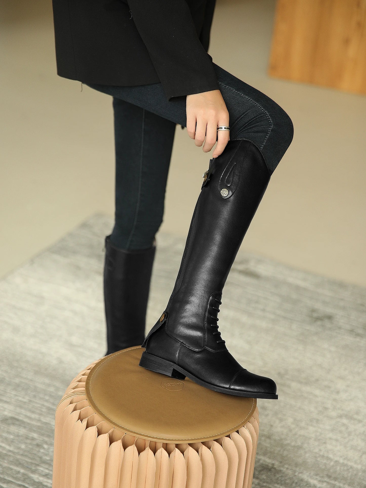 Knee-High Premium Leather Waterproof Non-Slip Riding Boots for Women