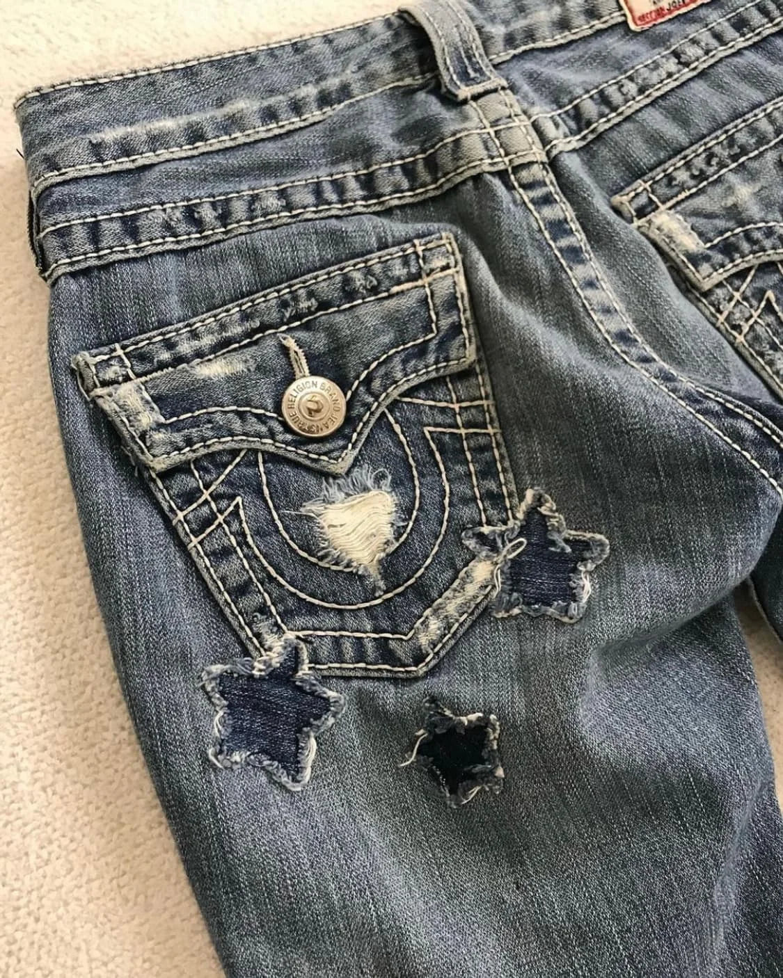 Crown Embroidered Microflare Jeans