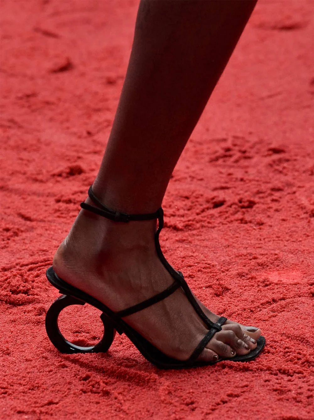 Suede Circular Heel Square Toe Sandals