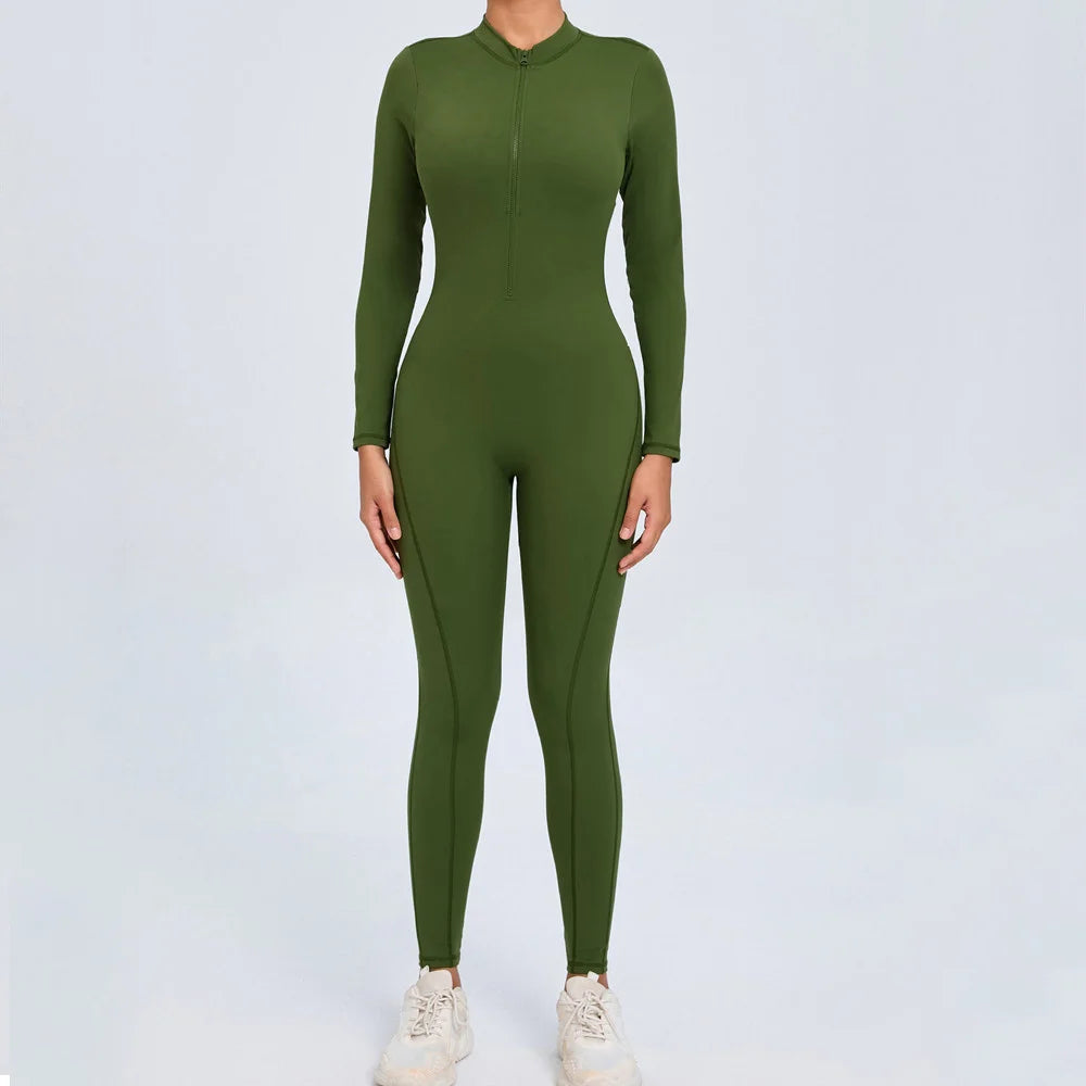 Moisture-Wicking Front Zip Jumpsuit