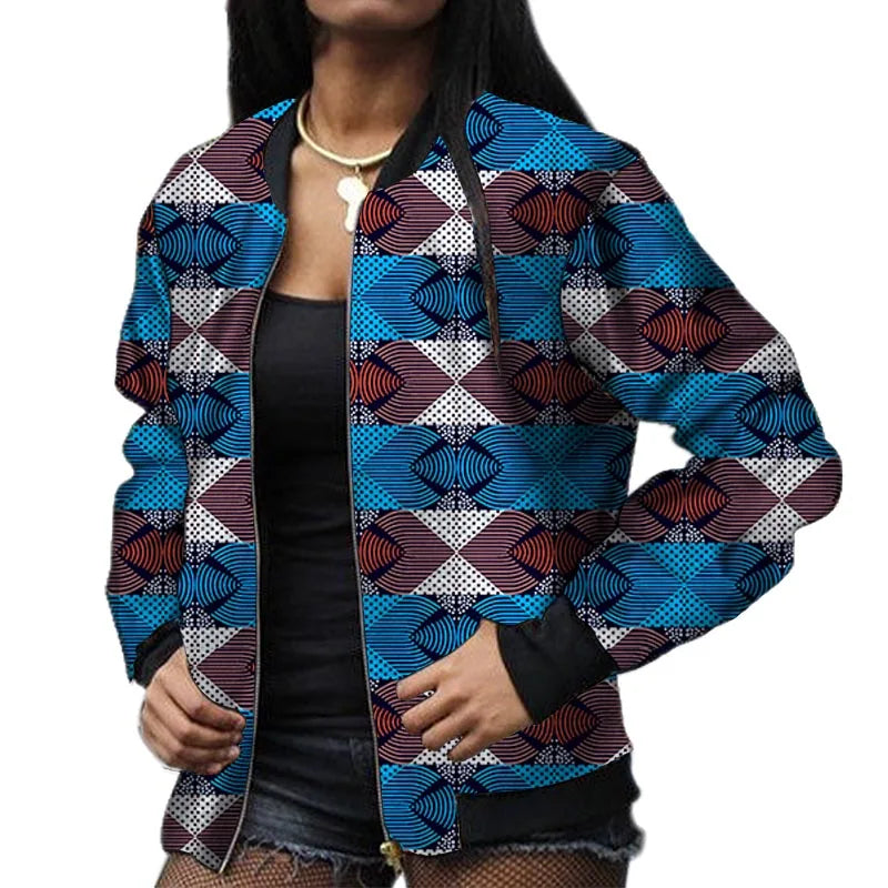 Stylish Elastic Waist African Print Jacket for Women