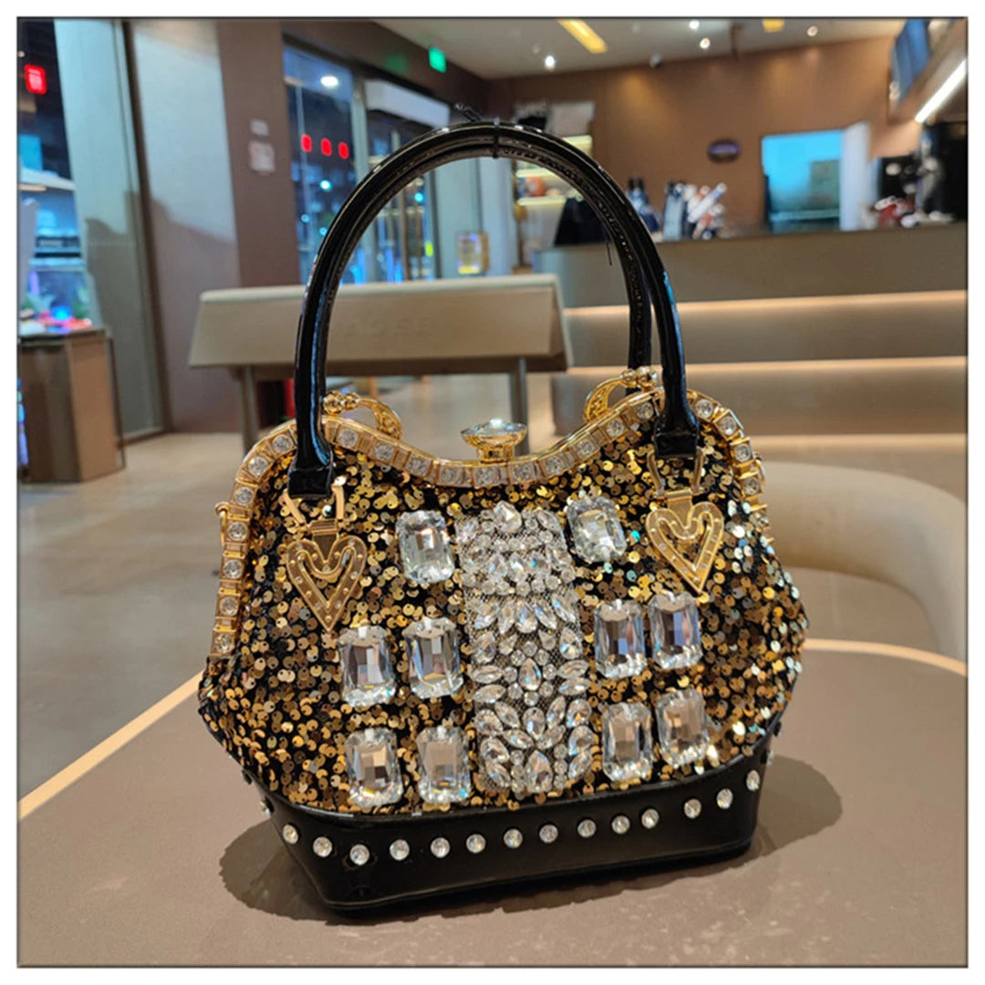 Crystal Sequin One Shoulder Crossbody Handbag for Women