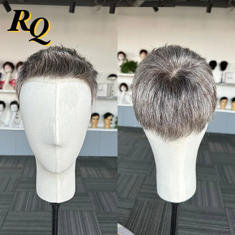 Pre Styled Human Hair Toupee For Men With Thin Skin Base