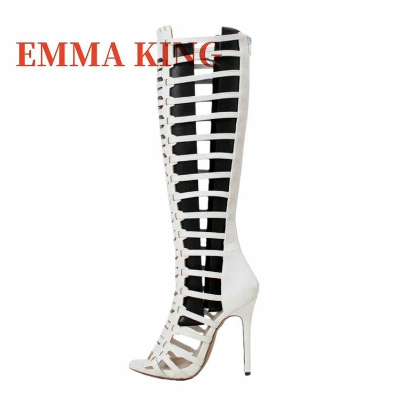 Knee High Gladiator Sandals with Buckles for Women