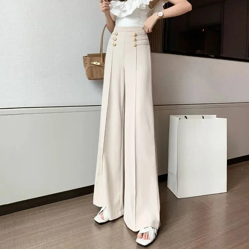 High Waist Female Trousers Elastic Classic Xxl Vintage Korean Fashion Chic and Elegant Aesthetic G 90s Women's Pants Wide Leg