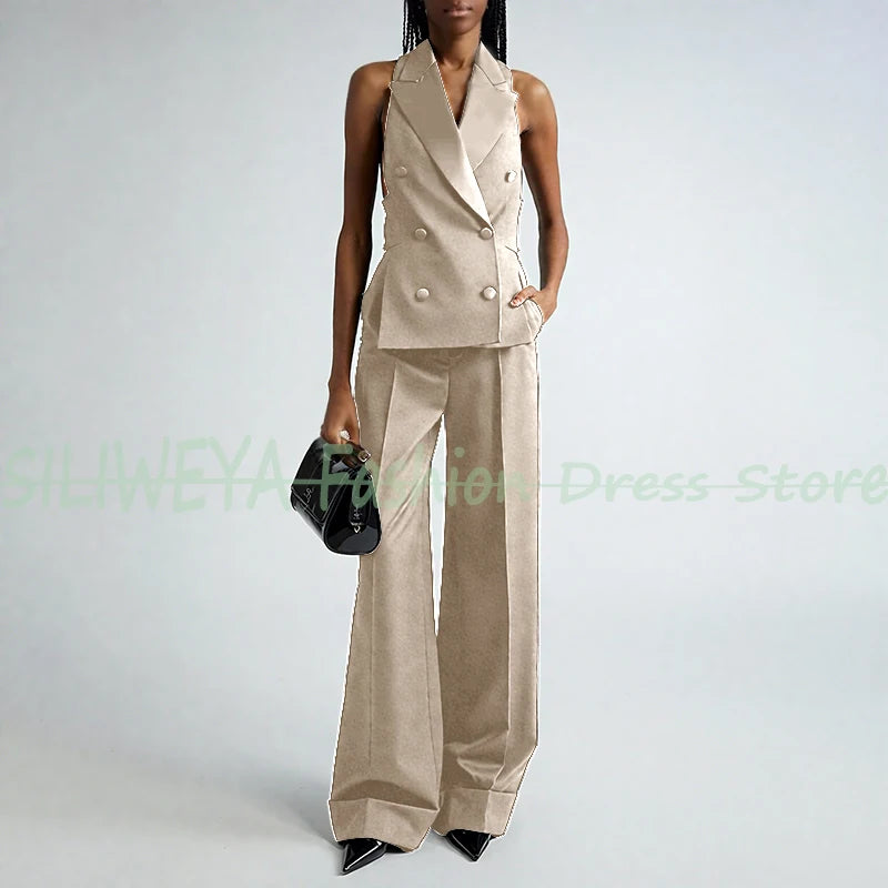 Double Breasted Vest And Pants Set