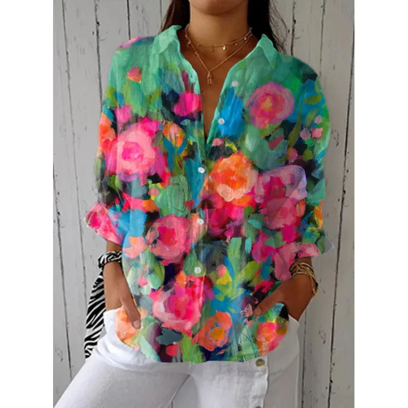Ditsy Floral Oversized Dropped Shoulder Blouse for Women