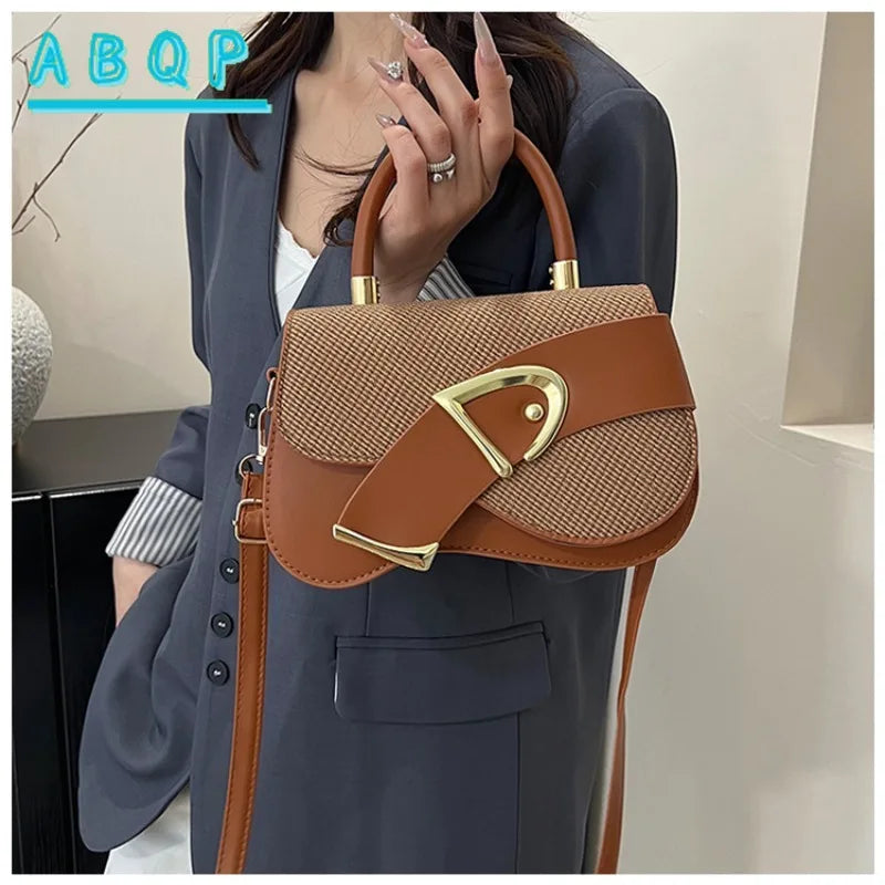 Women's Elegant Minimalist Shoulder Bag Golden-Tone Hardware Adjustable Strap Formal Purse Durable Handbag Fashionable Tote