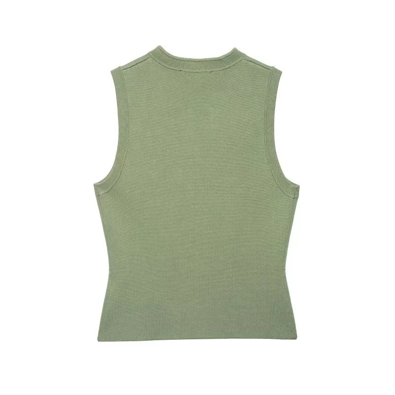 Comfortable Knitted O Neck Sleeveless Vest For Women
