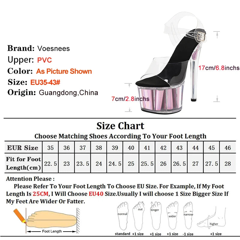 Clear Reflective Ultra High Heel Sandals for Women