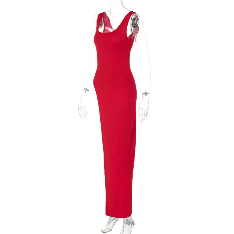 Elegant Asymmetrical High Slit Maxi Dress for Women
