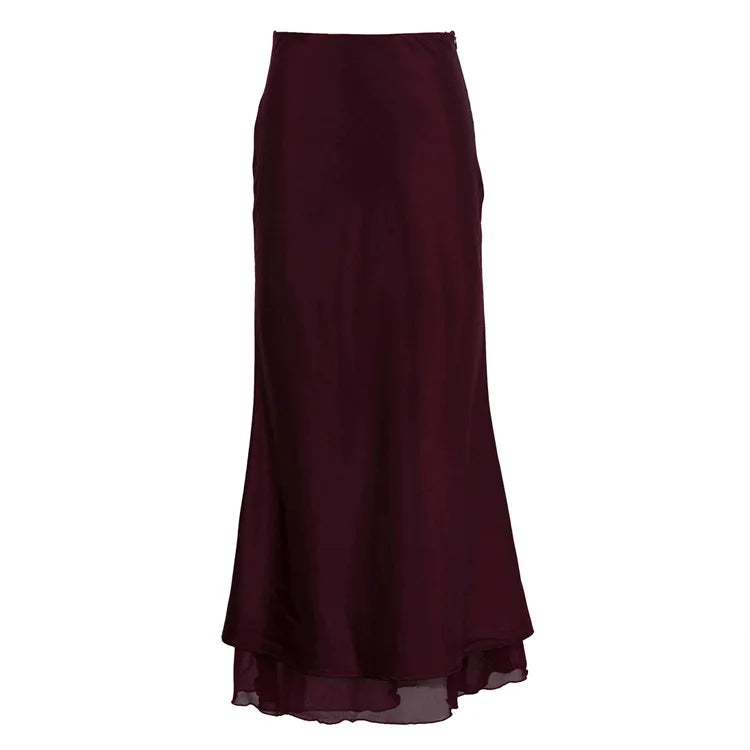 Draped Satin Maxi Skirt