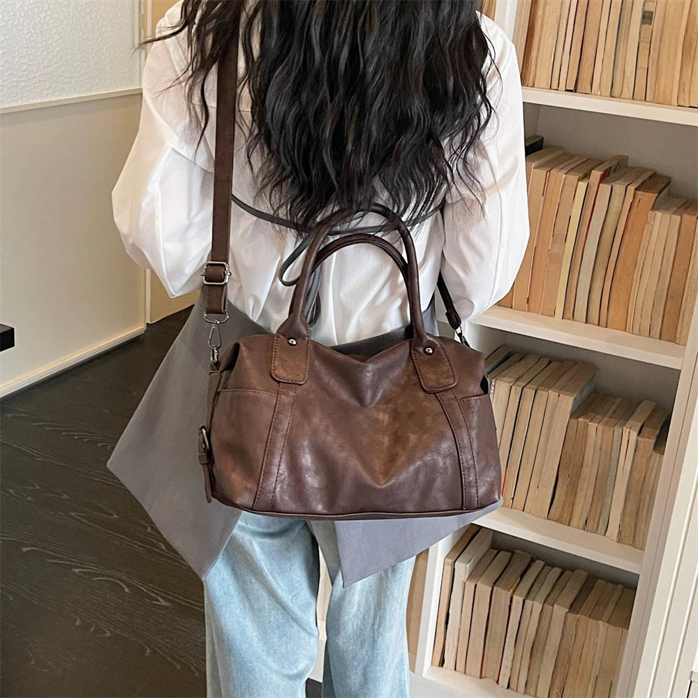 Practical Pure Color Vegan Leather Shoulder Crossbody Bags for Women