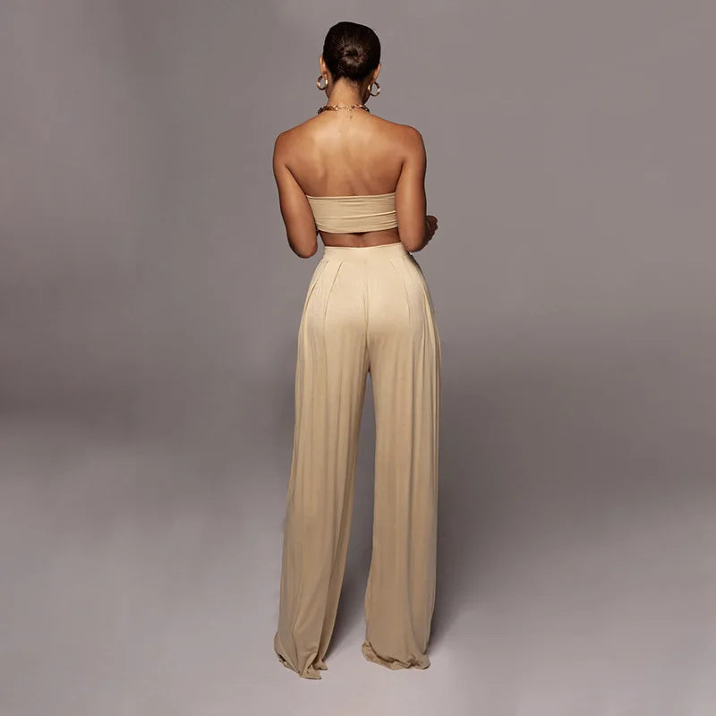 Elegant Solid Color Casual Two Piece Set for Women