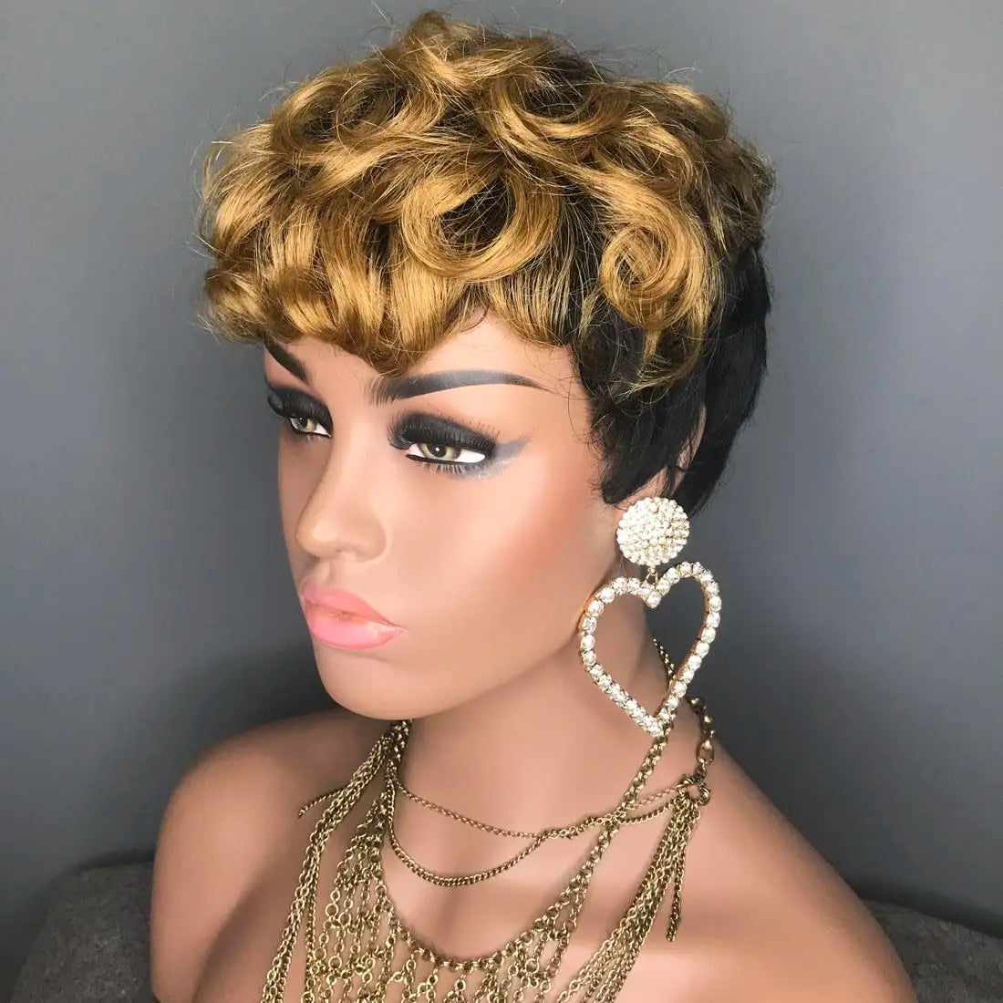 Natural Heat Resistant Curly Synthetic Pixie Wig for Women