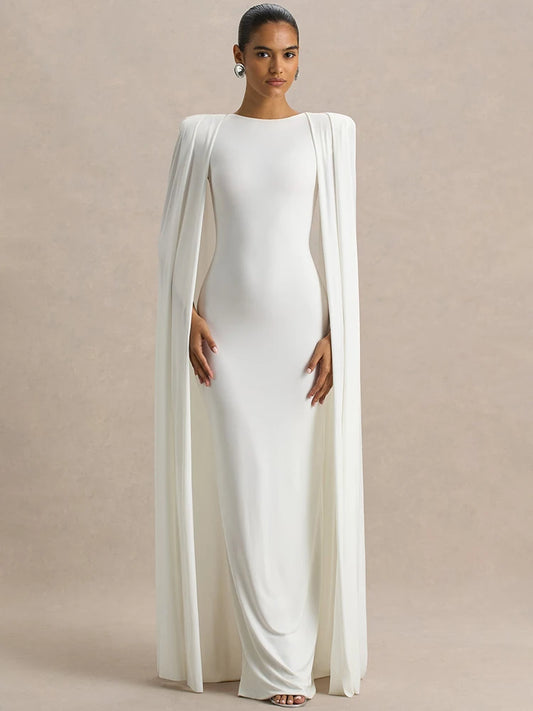 Cape Sleeve Split Maxi Dress