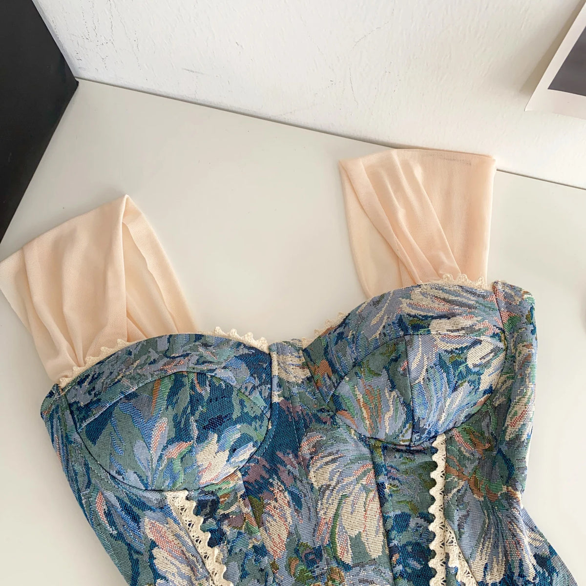 Vintage Floral Lace Spliced Camisole Tank Top for Women