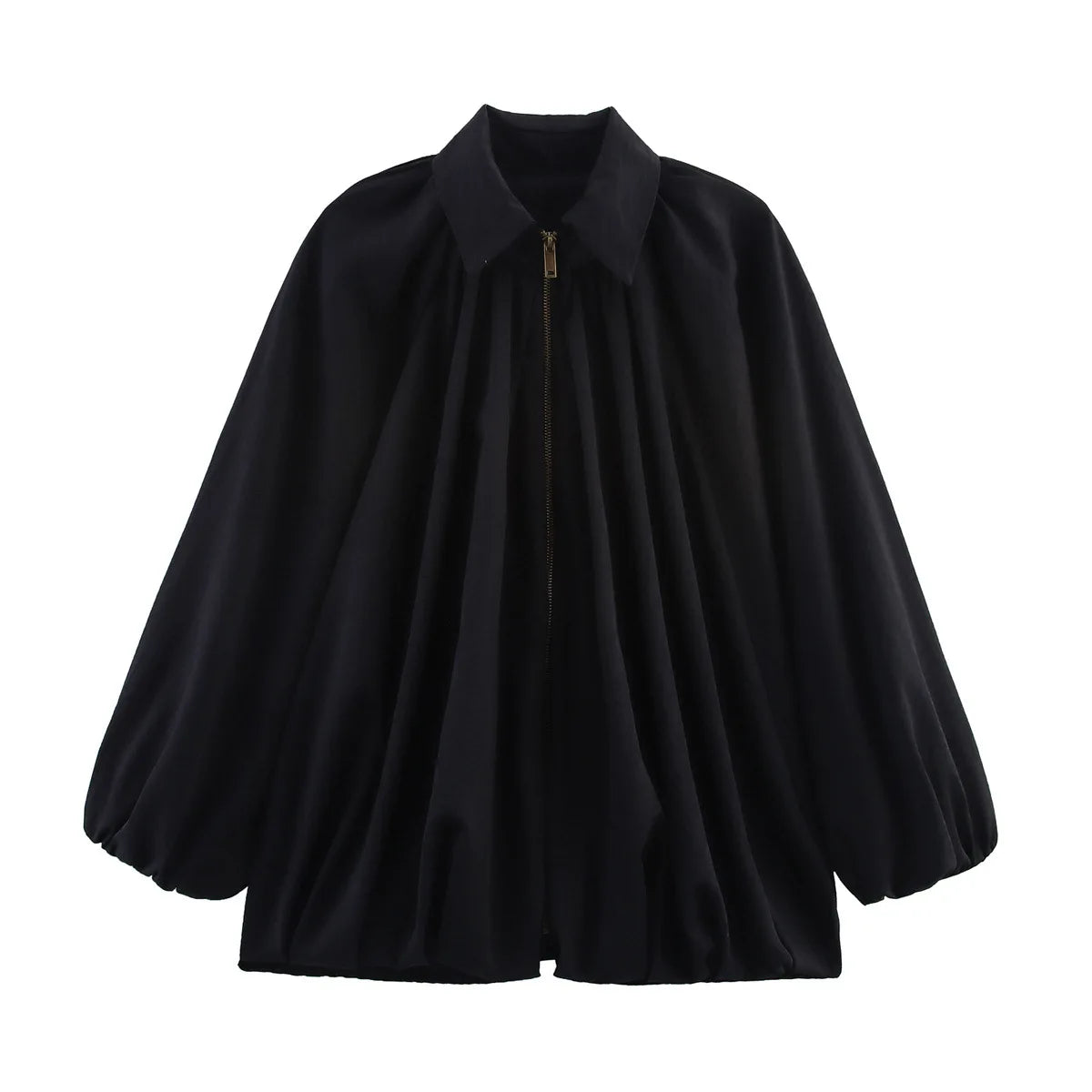 Ruffled Oversized Long Sleeve Bomber Jacket for Women