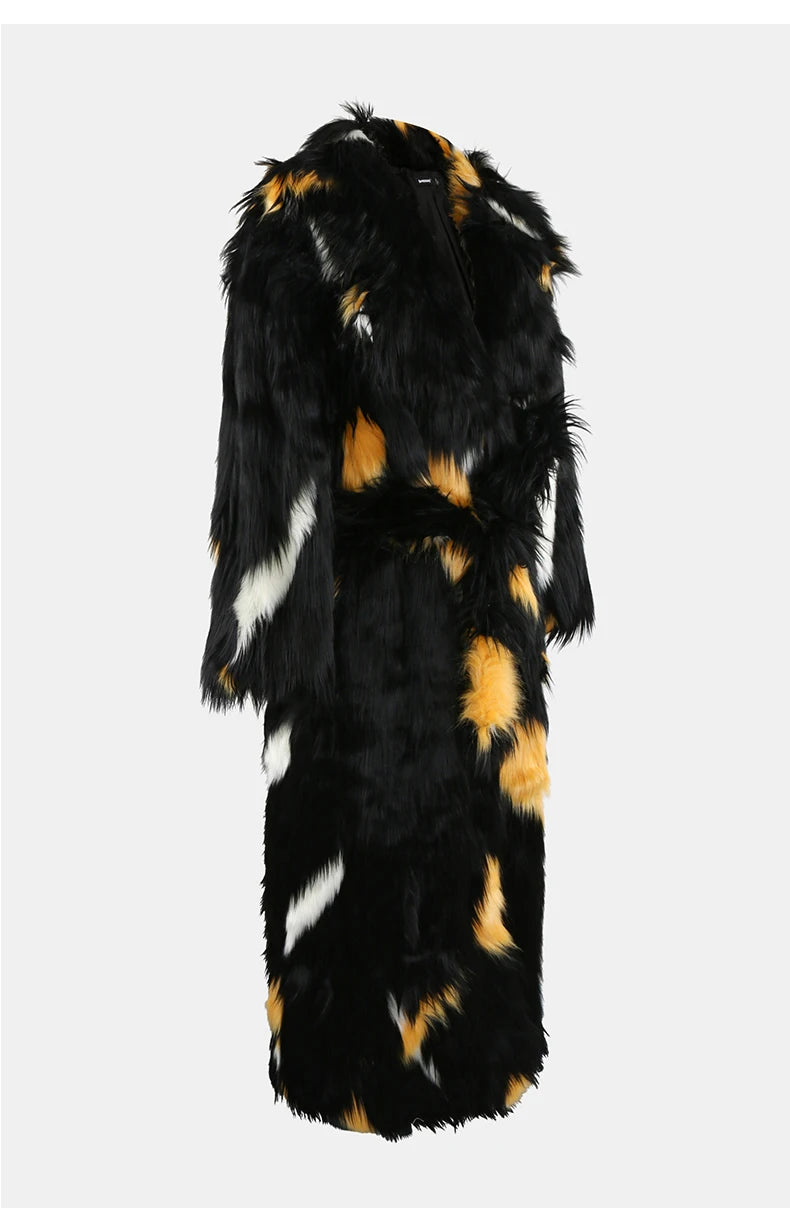 Soft Thick Mandarin Collar Faux Fox Fur Coat For Women
