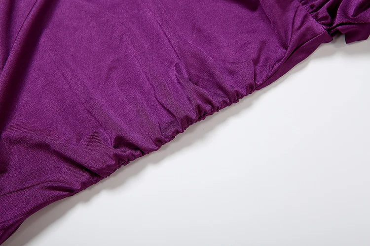Satin Deep V Neck Mini Dress With Long Sleeves for Women