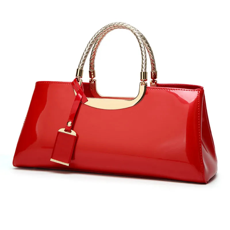 Plaid Patent Chain Evening Clutch