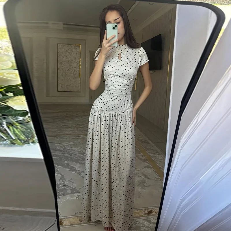 Elegant Hollow Out Lace Up Ankle Length Dress for Women