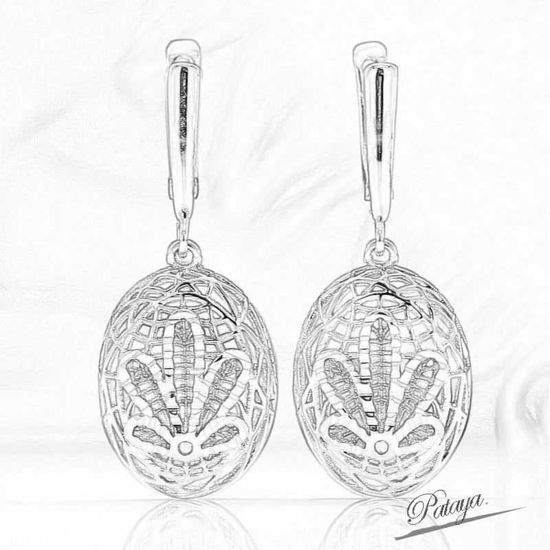 Rose Gold Hollow Leaf Dangle Earrings