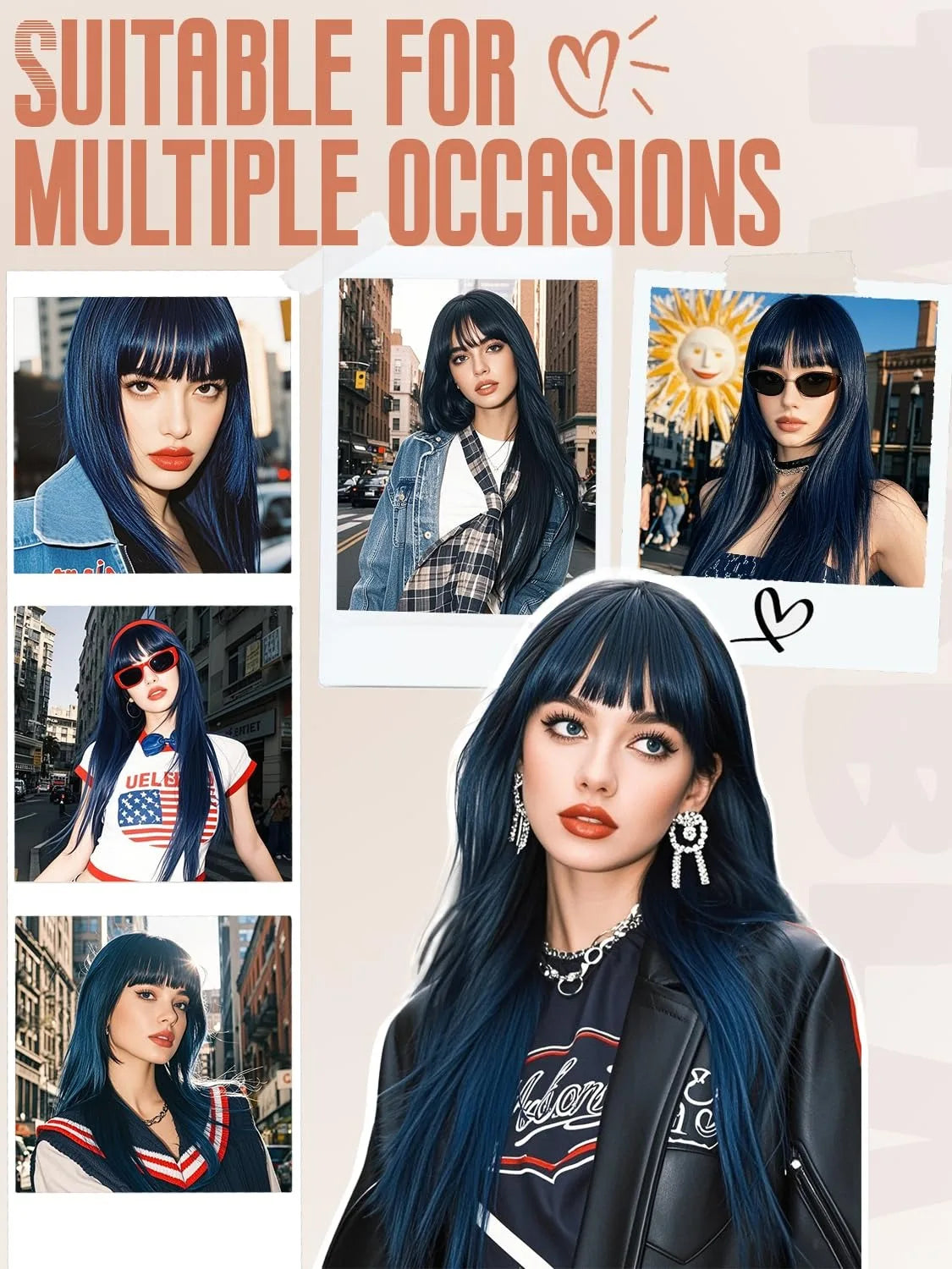 Natural Straight Layered Lace Front Wig With Bangs for Women