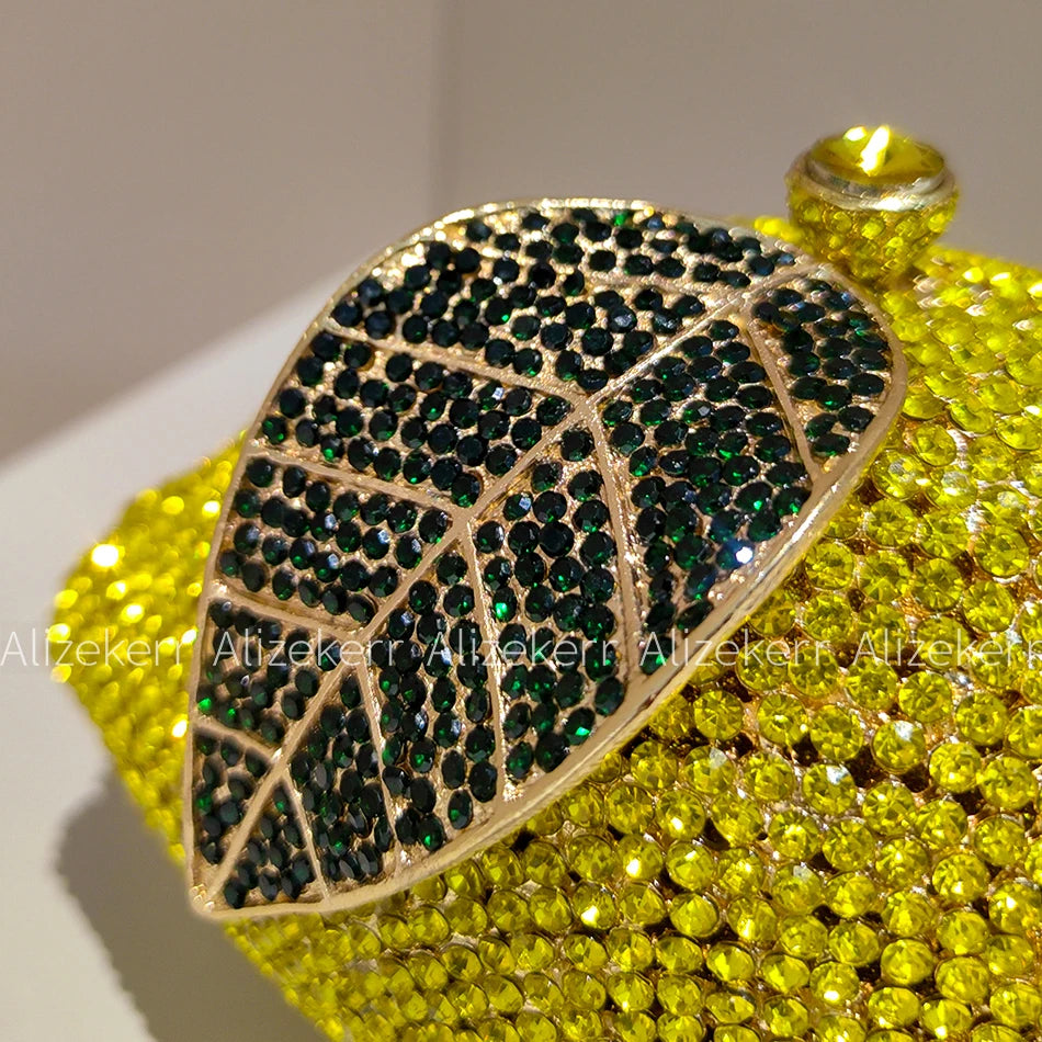 Elegant Lemon Shaped Diamond Evening Bag for Women