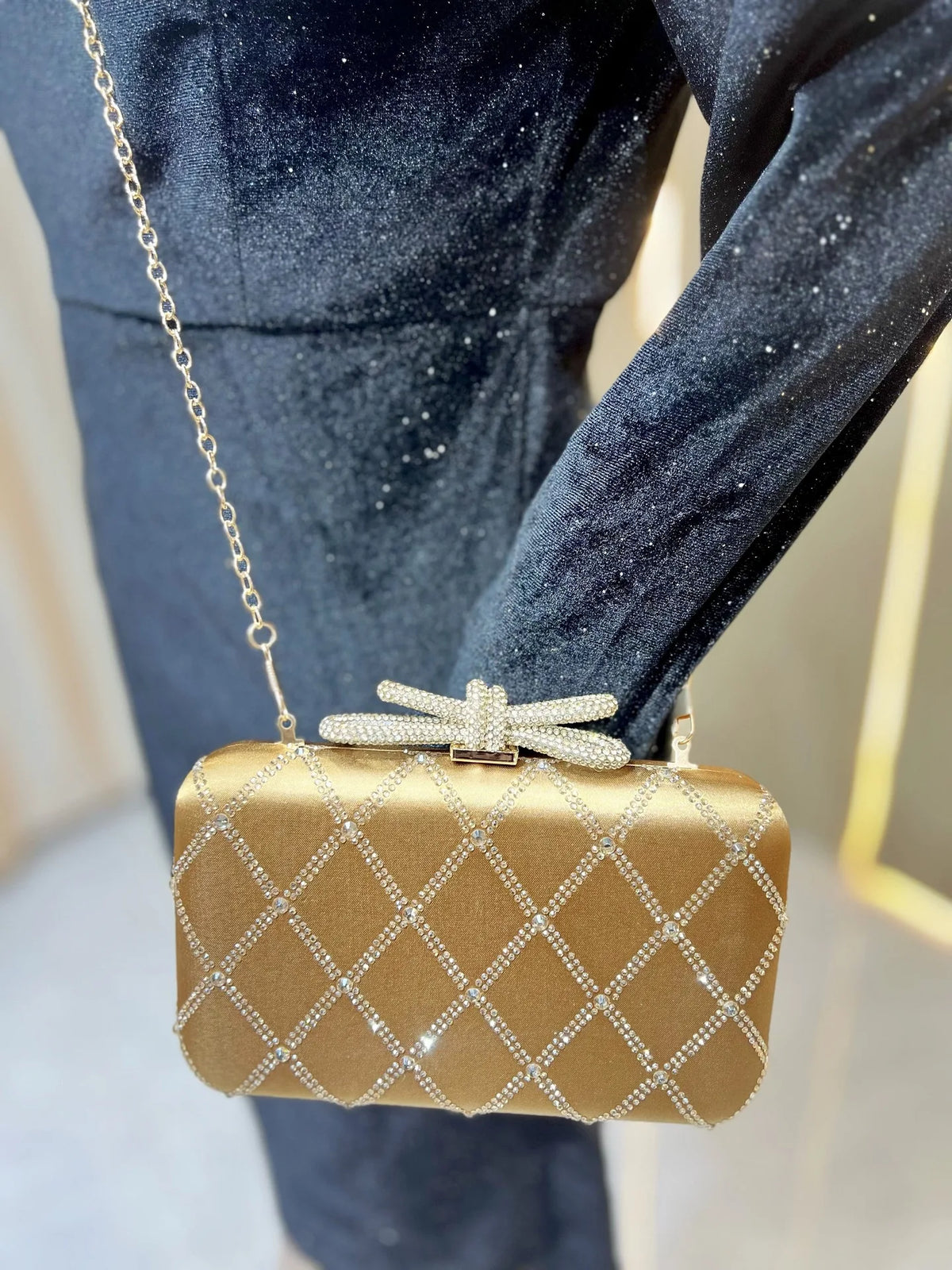 Glitter Rhinestone Clutch Messenger Bag for Women
