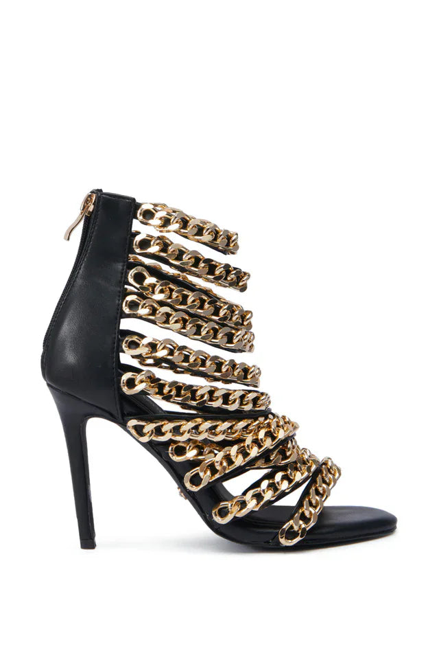 Strappy Gold Chain Stiletto Sandals