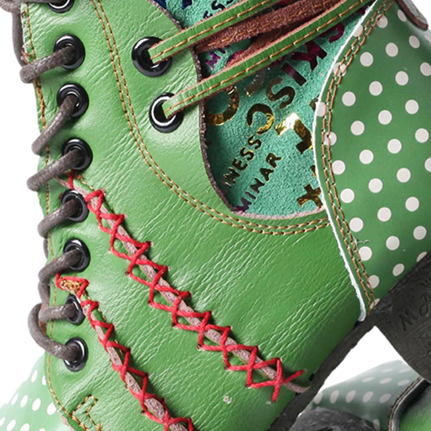 Genuine Leather Polka Dot Ankle Boots