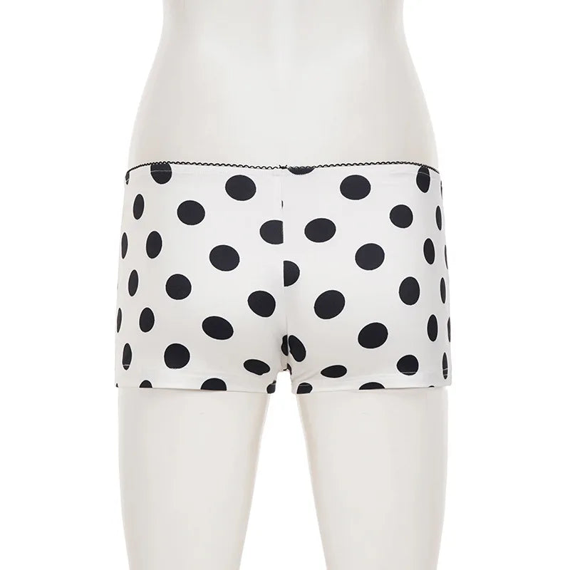 Mesh Letter Print See Through Polka Dot Two Piece Set for Women
