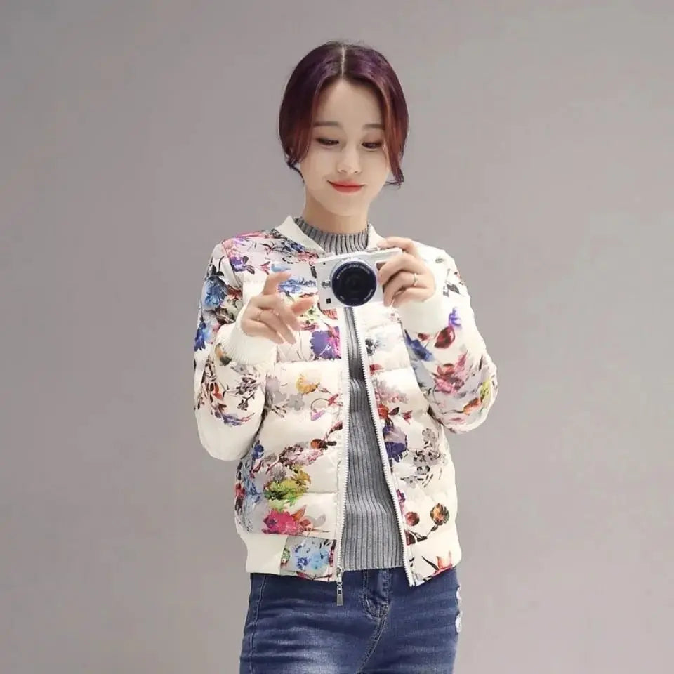 2026 Autumn Winter Women's New Cotton Jacket  Fashionable Slim Coat Baseball Cotton Jacket Printed