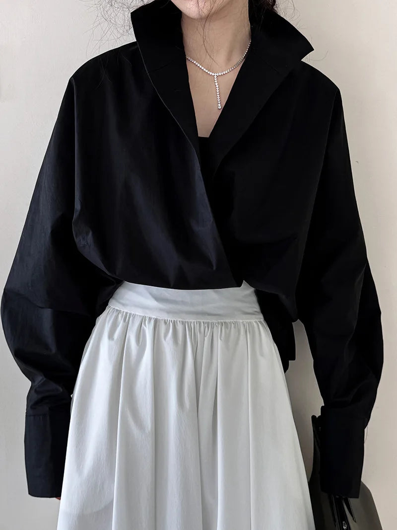 Batwing Sleeve Stand Collar Blouse