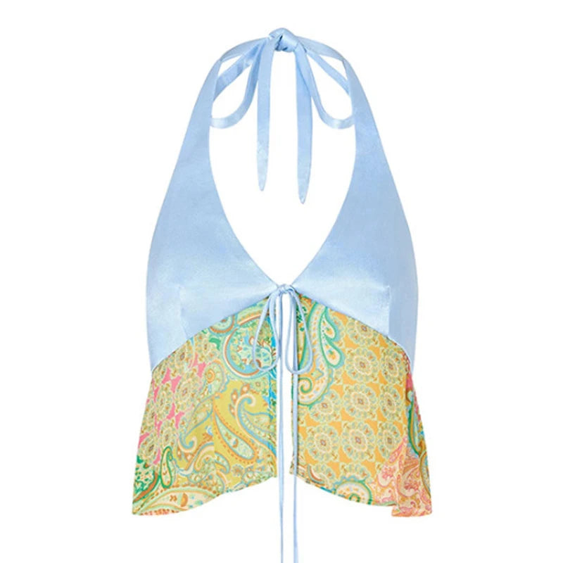 2025 Summer New Printed Slim Bikini Three Piece Set Vacation Casual Long Sleeve Beach Swimsuit Sexy Hollow Tie Up Split Swimwear
