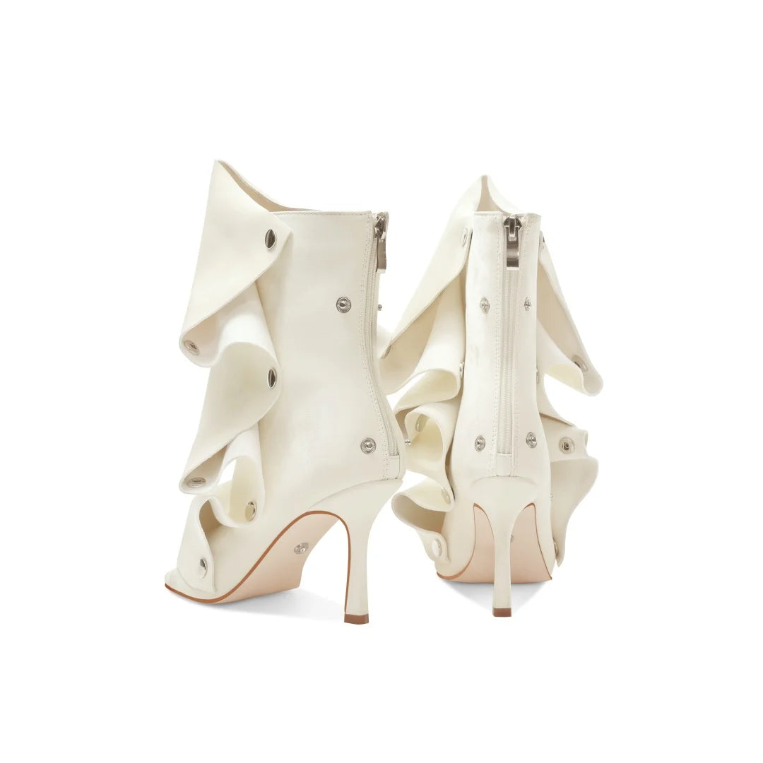 Mid-Calf Open Toe High Heel Pleated Boots for Women