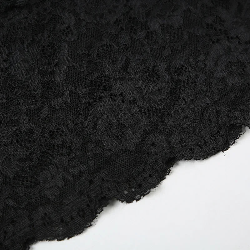 Patchwork Lace Y2K Party Dress Sleeveless Low Neck Mini for Women