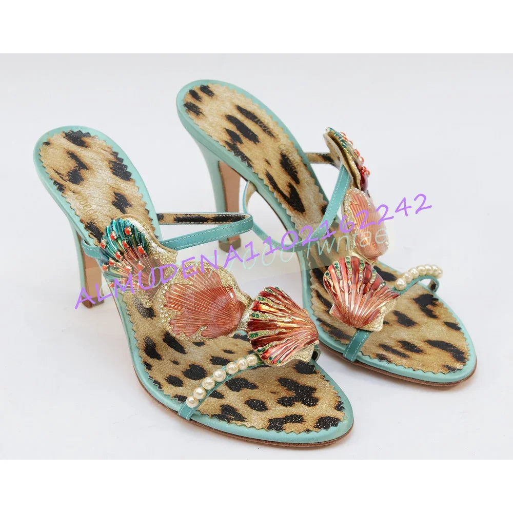 Pearl Decorated Pointed Toe Slingback Sandals for Women