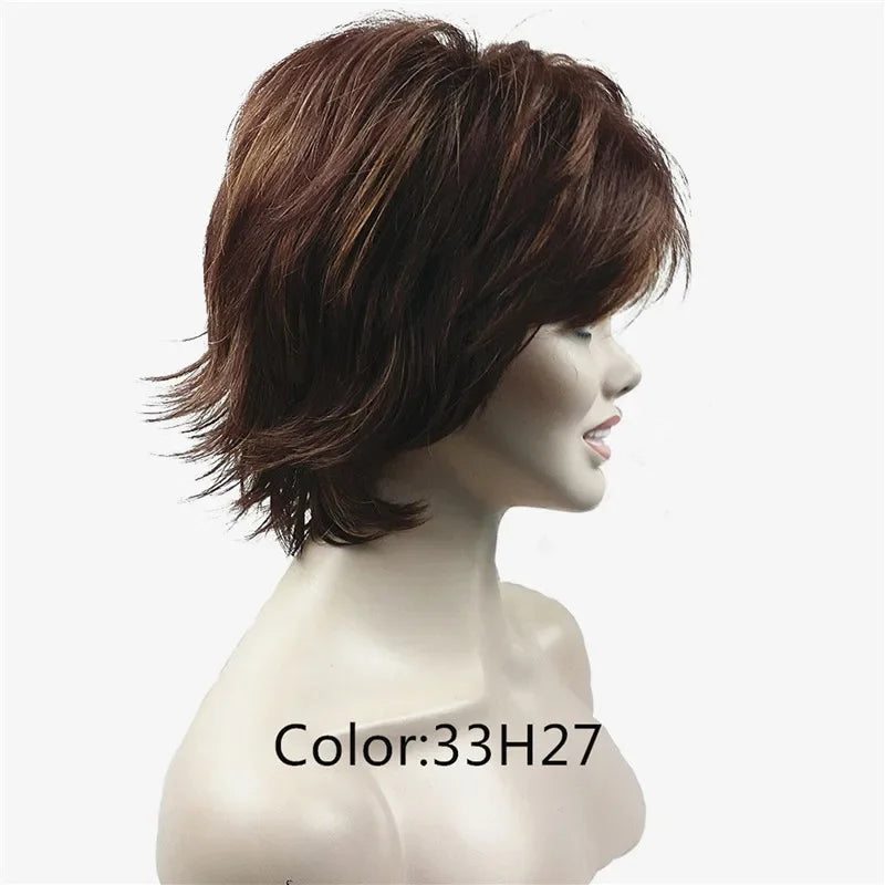 Fluffy Short Straight Layered Blonde Synthetic Wig For Women