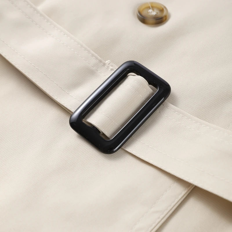 Chic Belt Women's Coat Elegant Stand Collar Full Sleeve Single Breasted  Female Jacket 2025 Autumn Fashion Commuter Windbreaker