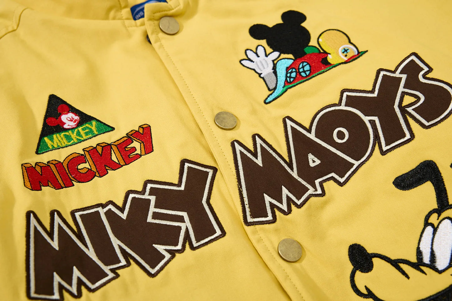 American Retro Cartoon Embroidery Patchwork Stand Collar Thickened Jacket for Men and Women Winter Loose Casual Warm Cotton Coat