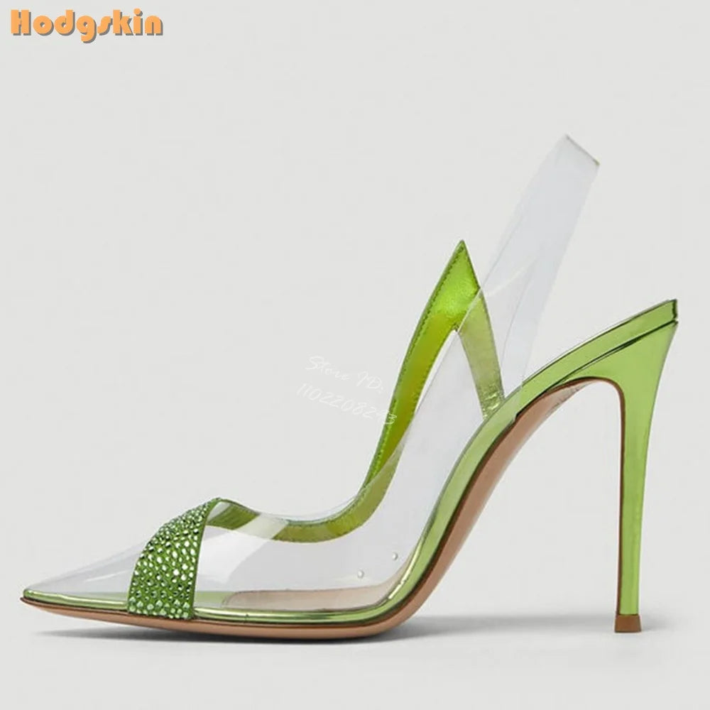 Crystal Pointed Toe Rhinestone Stiletto Pumps for Women
