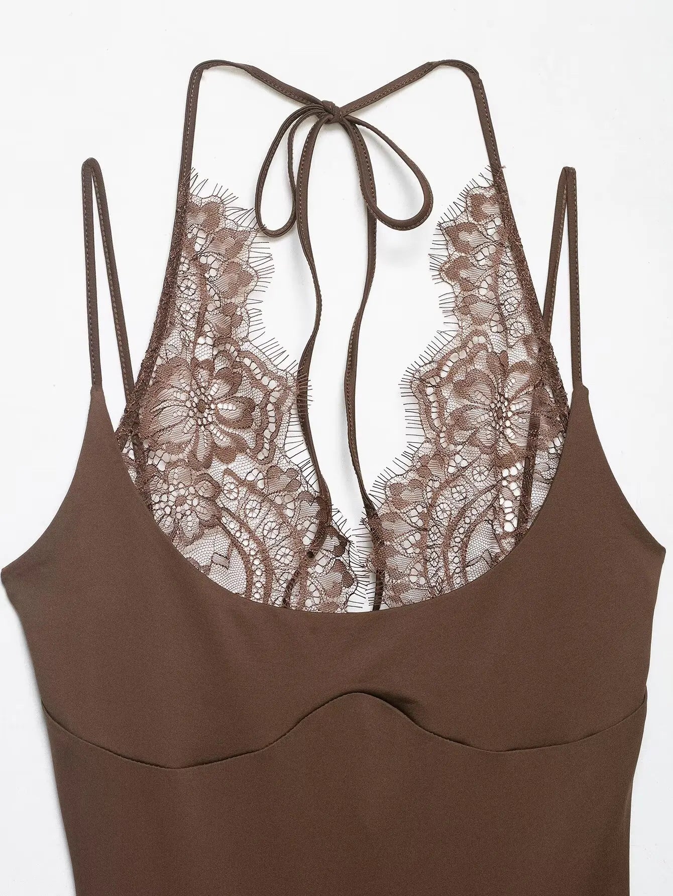 Elegant Lace Backless Spaghetti Strap Bodysuit for Women
