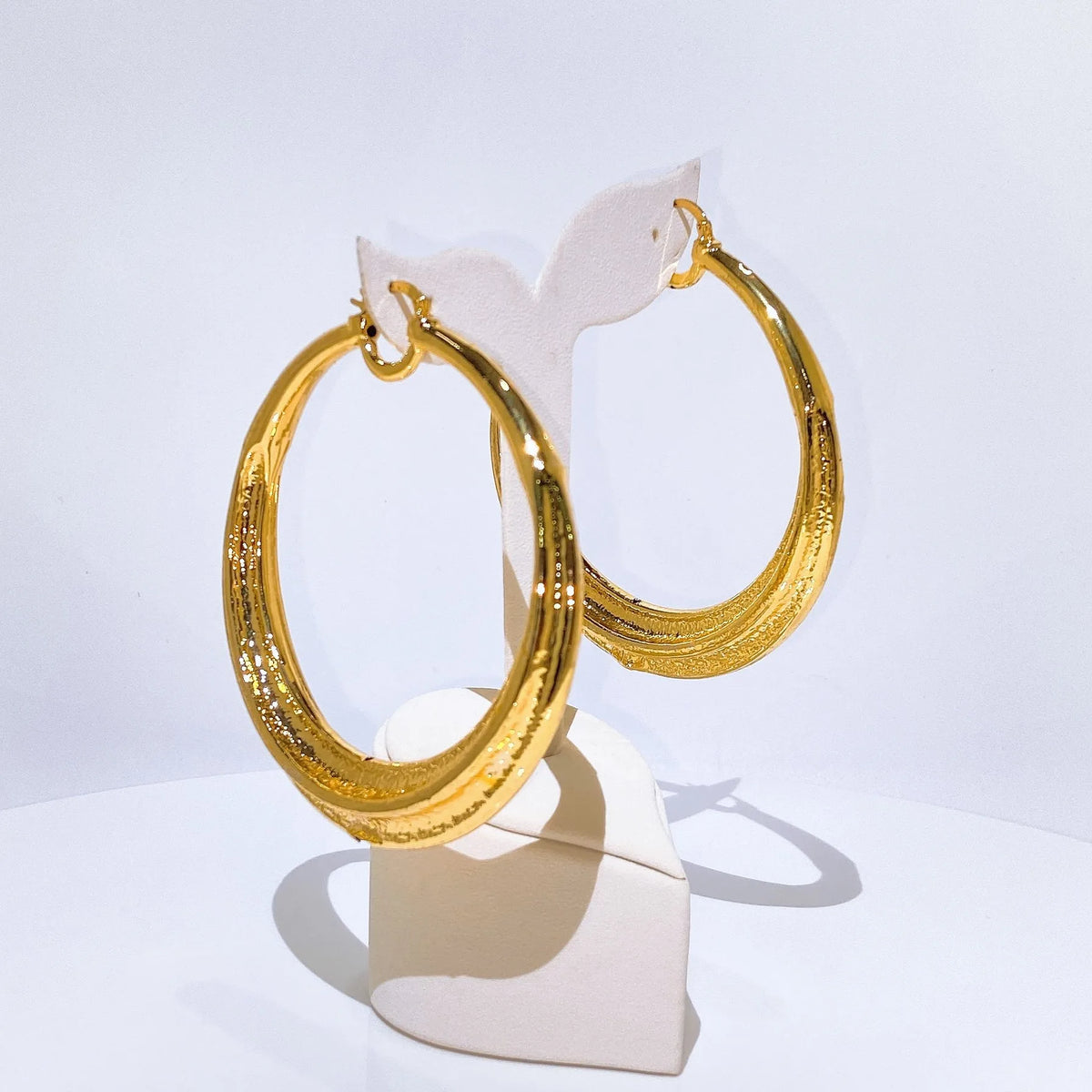 Chunky Oval Gold Plated Hoop Earrings