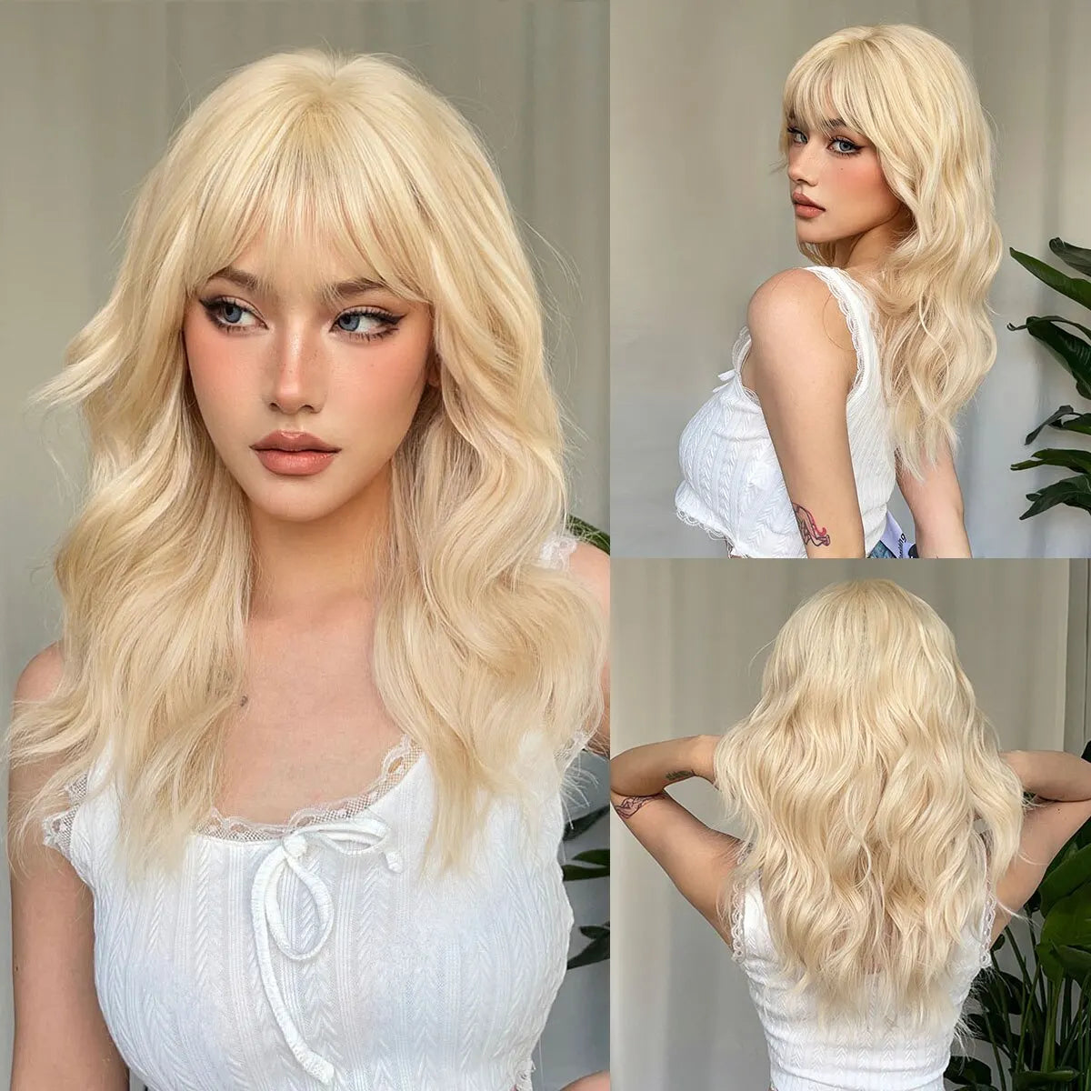 Heat Resistant Short Wavy Bob Wig With Bangs for Women